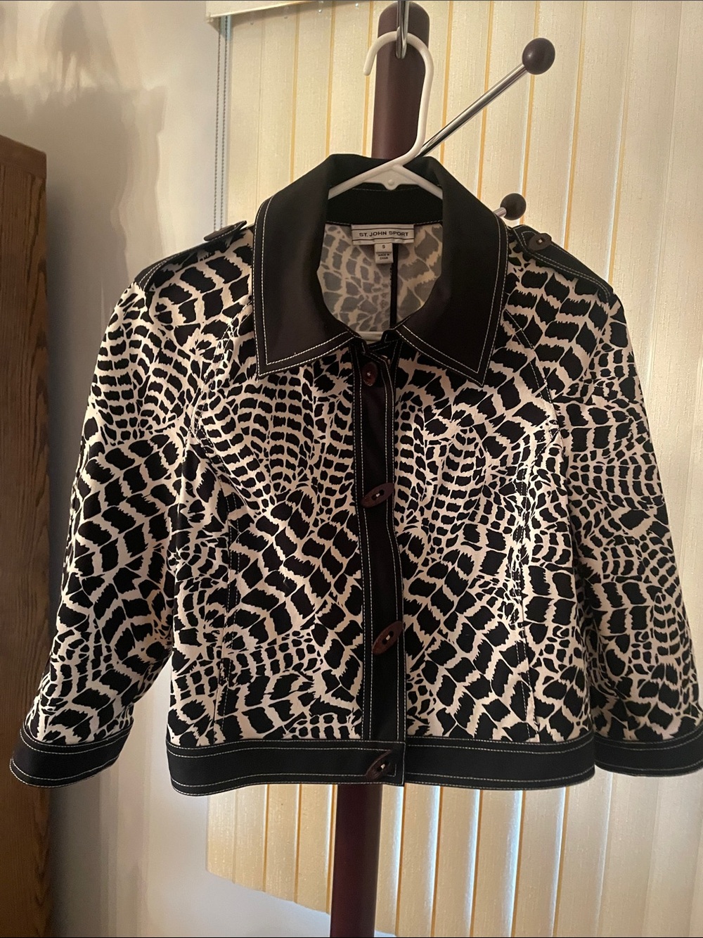 St. John Sport Black & White Patterned Jean Jacket
